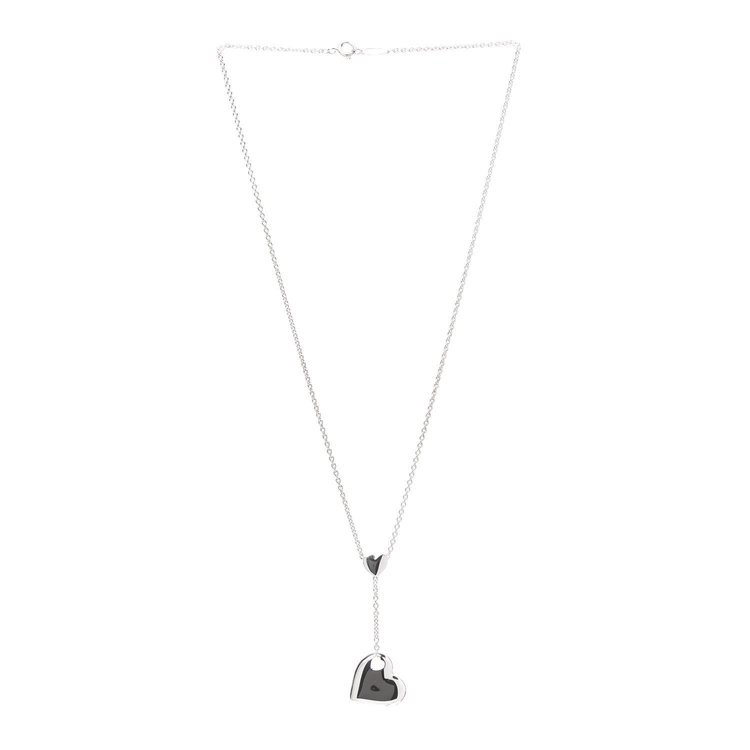 Tiffany Sterling Silver Double Heart Cutout Pendant Necklace 2 of 6