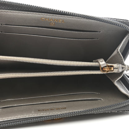 Chanel Cracked Metallic Calfskin Quilted Medium Boy Zip Around Wallet Dark Silver 10 of 18