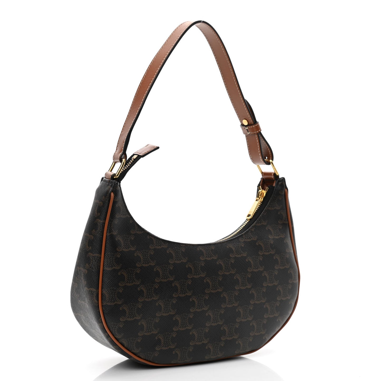 Triomphe Canvas Calfskin Ava Shoulder Bag Tan