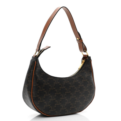 Celine Triomphe Canvas Calfskin Ava Shoulder Bag Tan 3 of 11