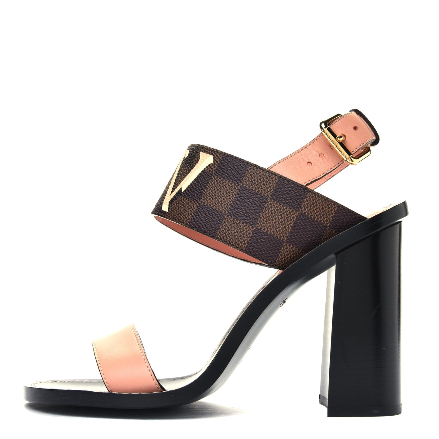 Calfskin Damier Ebene Passenger Heeled Sandals 38