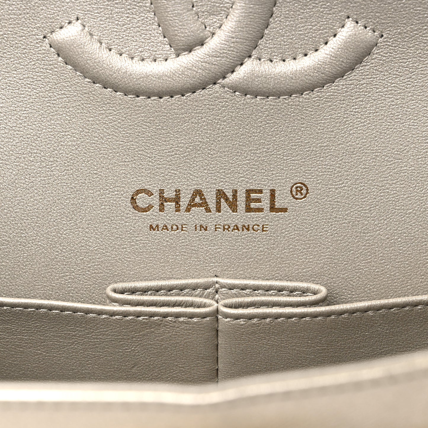 Metallic Lambskin Quilted Medium Double Flap Gold