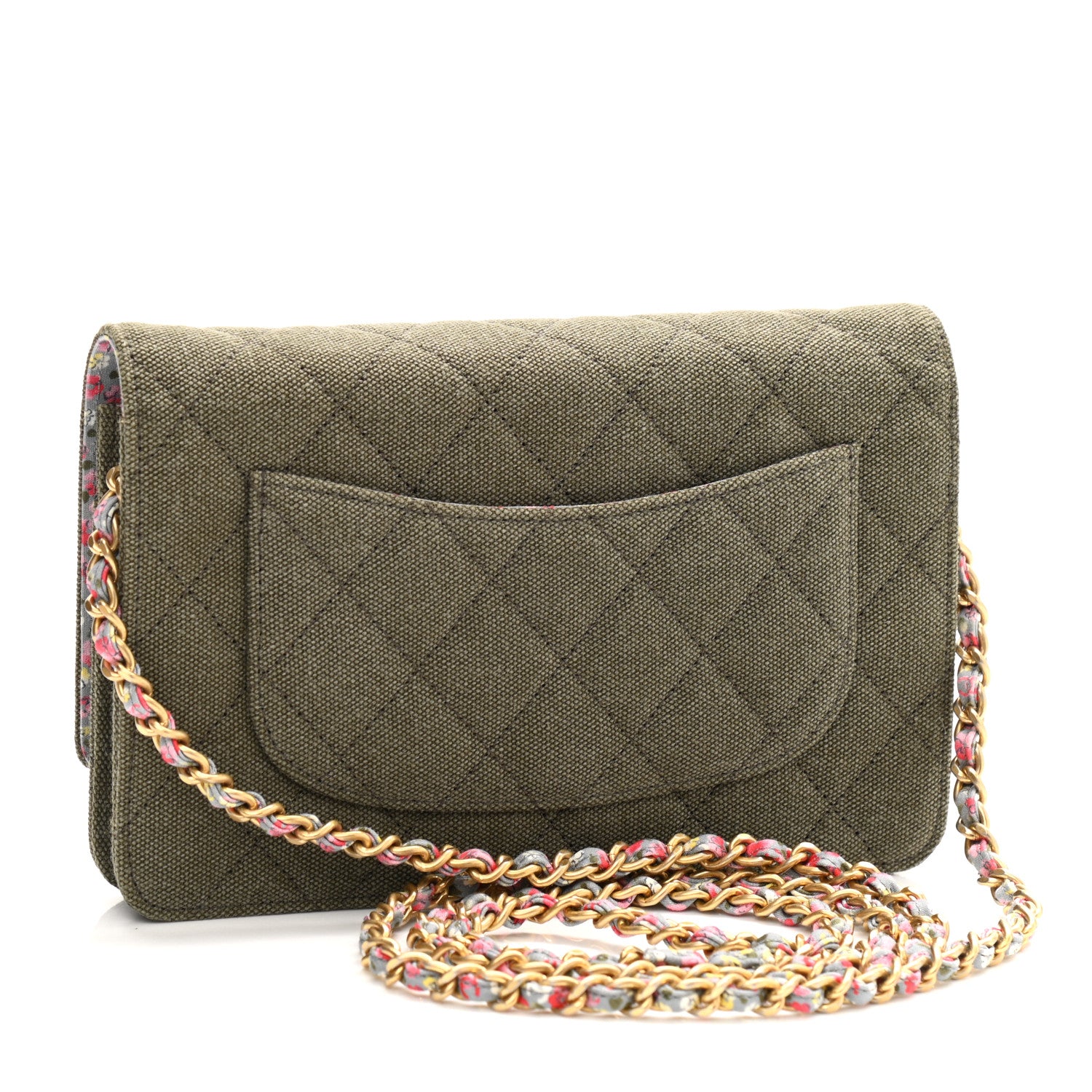 Chanel Canvas Quilted Coco Cuba Charms Wallet On Chain WOC Khaki 3 of 11