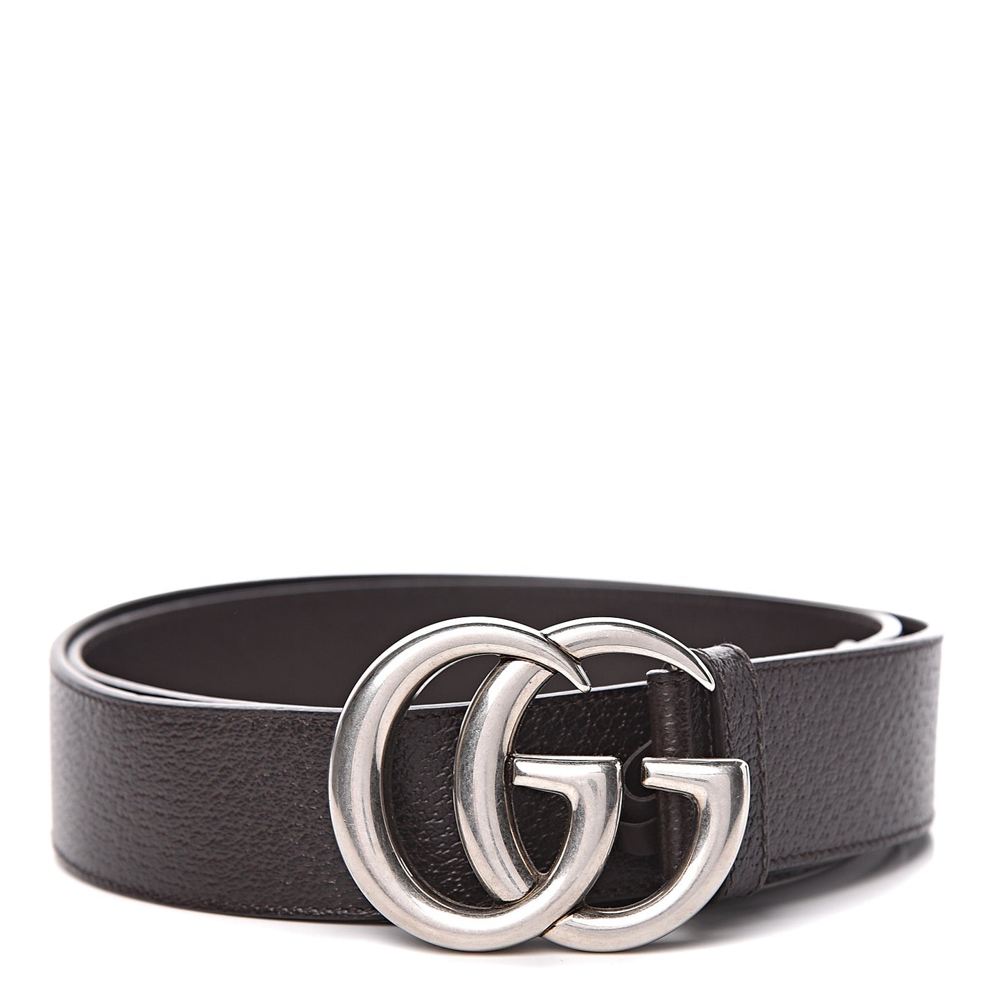 Textured Dollar Calfskin Nickel Double G 40mm Belt 105 42 Dark Cocoa