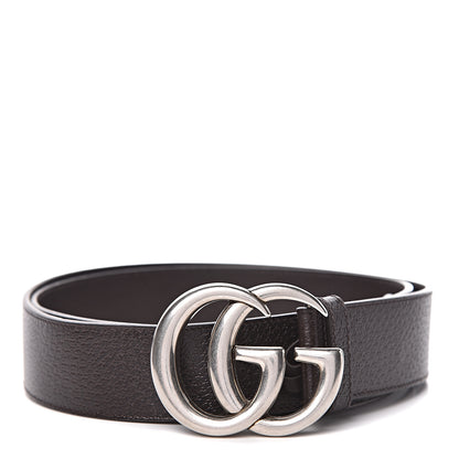 Gucci Textured Dollar Calfskin Nickel Double G 40mm Belt 105 42 Dark Cocoa 1 of 6