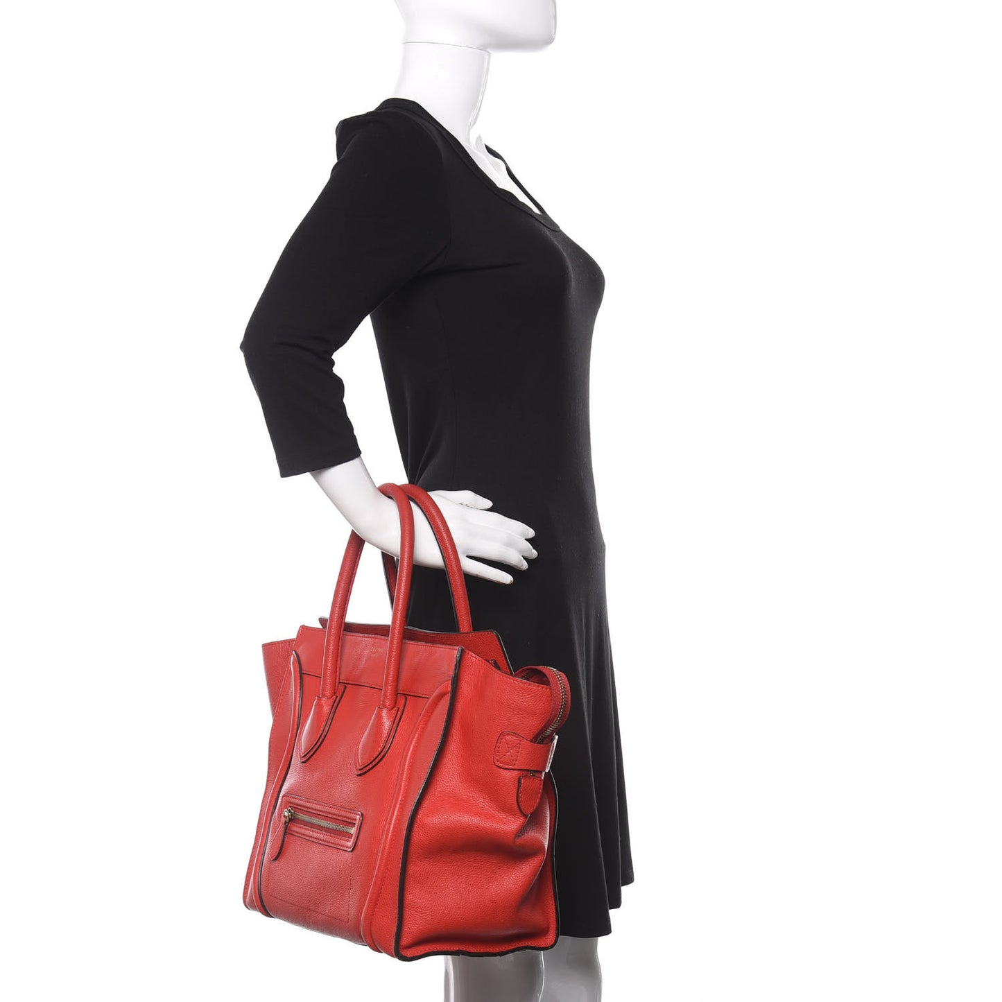 Drummed Calfskin Mini Luggage Coquelicot