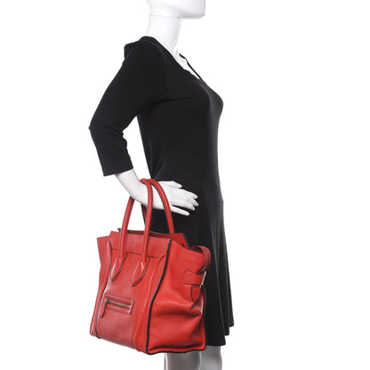 Celine Drummed Calfskin Mini Luggage Coquelicot 2 of 17