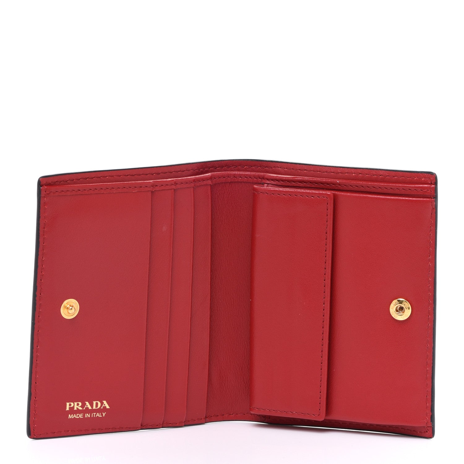 Prada Vitello Daino Small Bi-Fold Wallet Black Fuoco 5 of 7