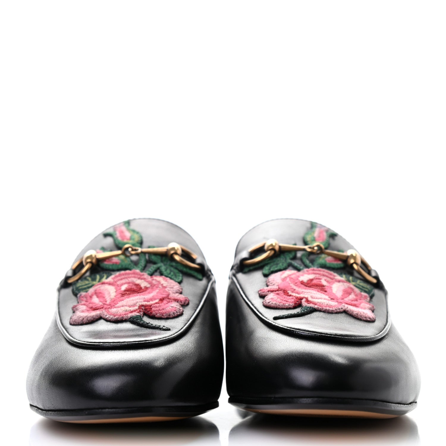 Gucci Calfskin Flower Embroidered Princetown Slippers 39 Black 2 of 8