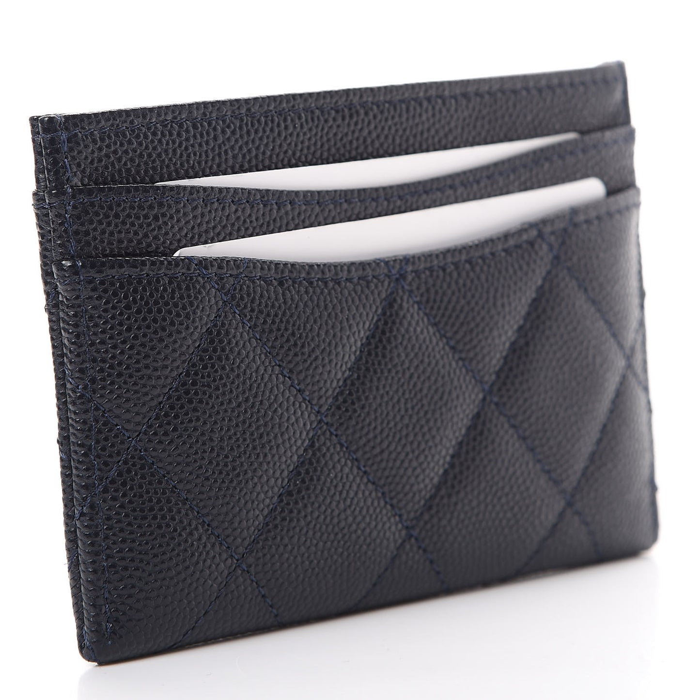 Caviar Quilted Card Holder Navy
