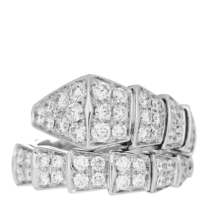 Bulgari 18K White Gold Diamond One-Coil Serpenti Viper Ring M 1 of 4