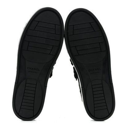 Chanel Suede Embroidered Flower Sneakers 39 Black 6 of 9