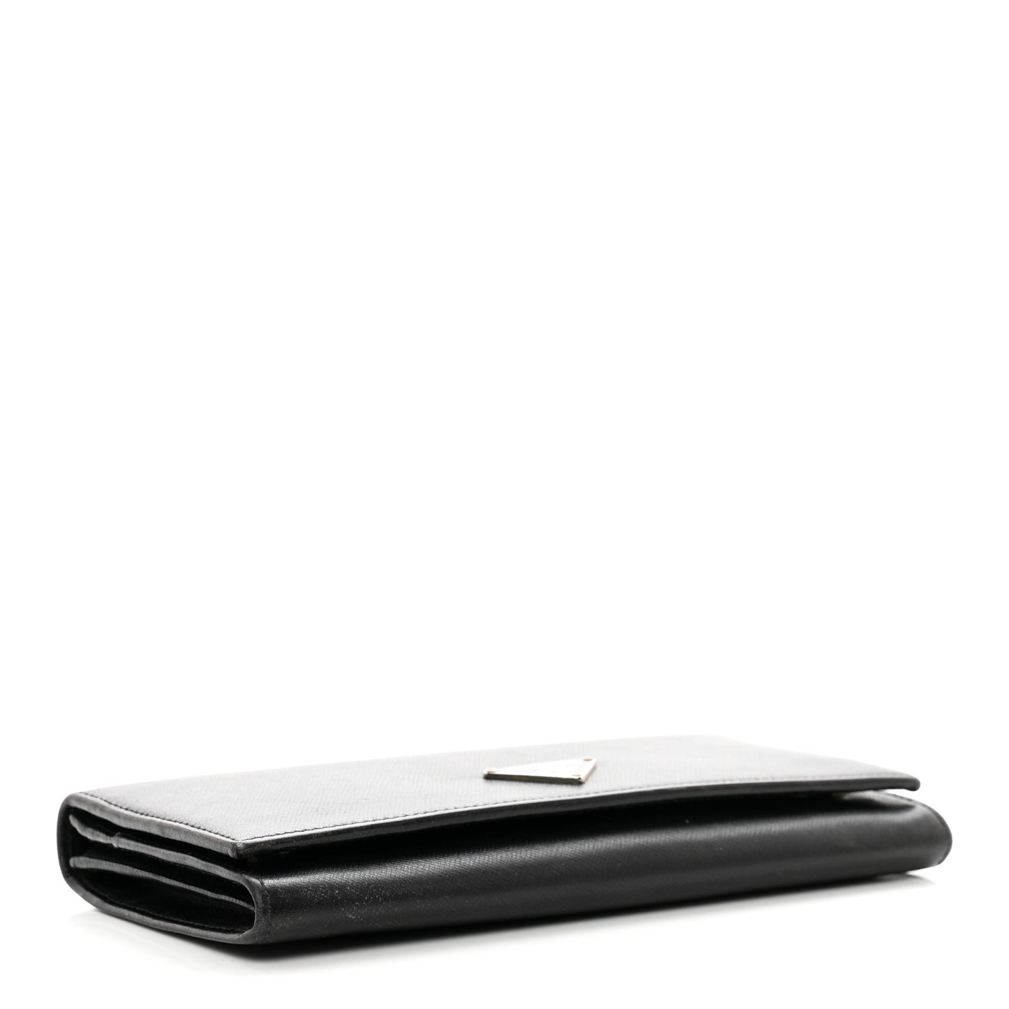 Saffiano Metal Continental Flap Wallet Black