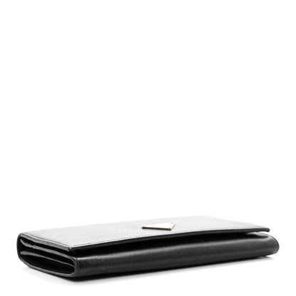 Prada Saffiano Metal Continental Flap Wallet Black 4 of 11