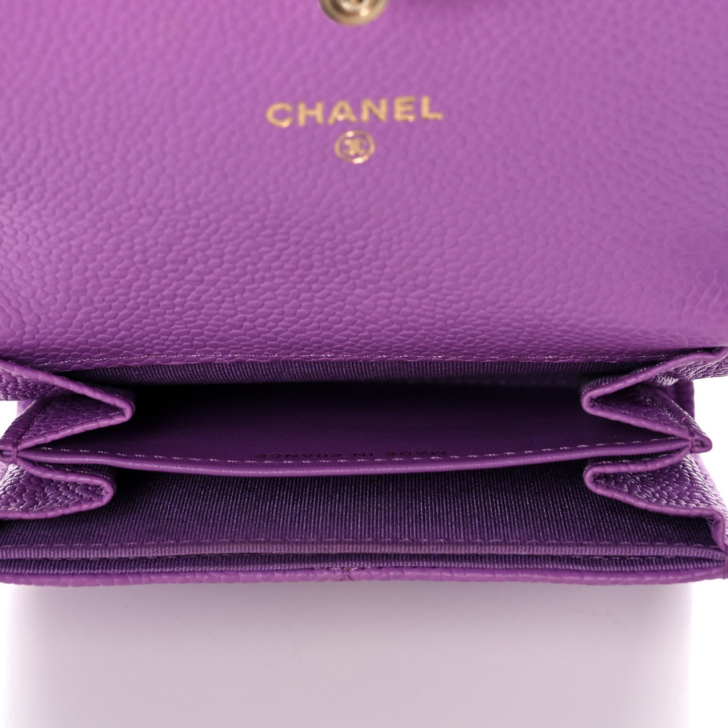Caviar Quilted Boy Card Holder Wallet Purple