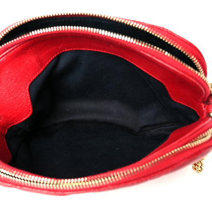 Saint Laurent Grained Lambskin Quilted Mini Becky Double Zip Bag Rouge Eros 5 of 12