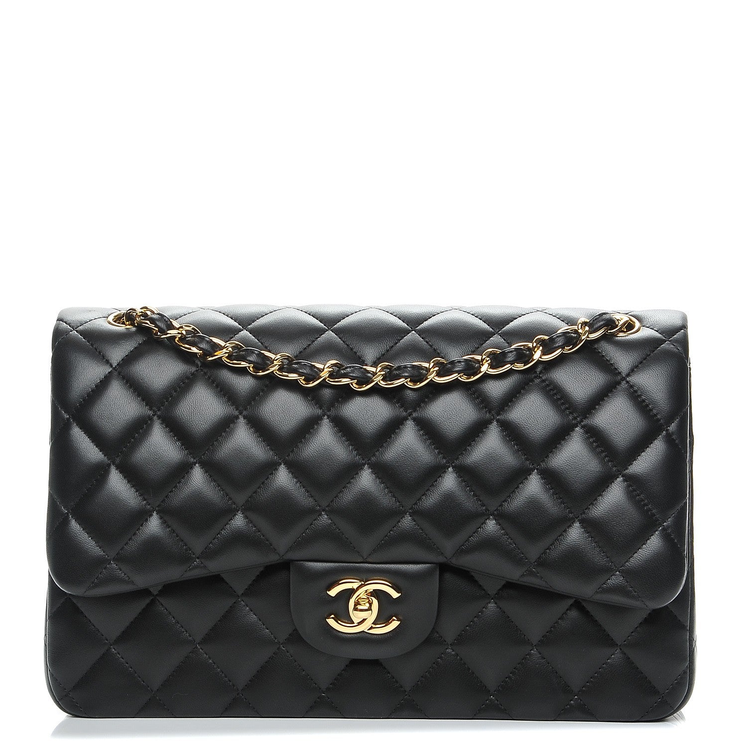 Chanel Lambskin Quilted Jumbo Double Flap Black 1 of 7