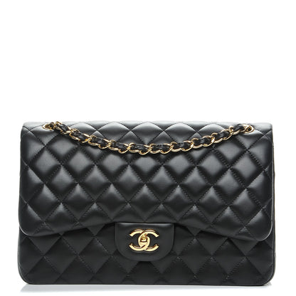Chanel Lambskin Quilted Jumbo Double Flap Black 1 of 7