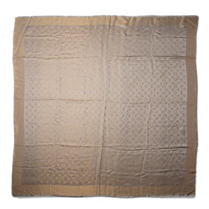 Louis Vuitton Silk Wool Monogram Shine Shawl Beige 3 of 5