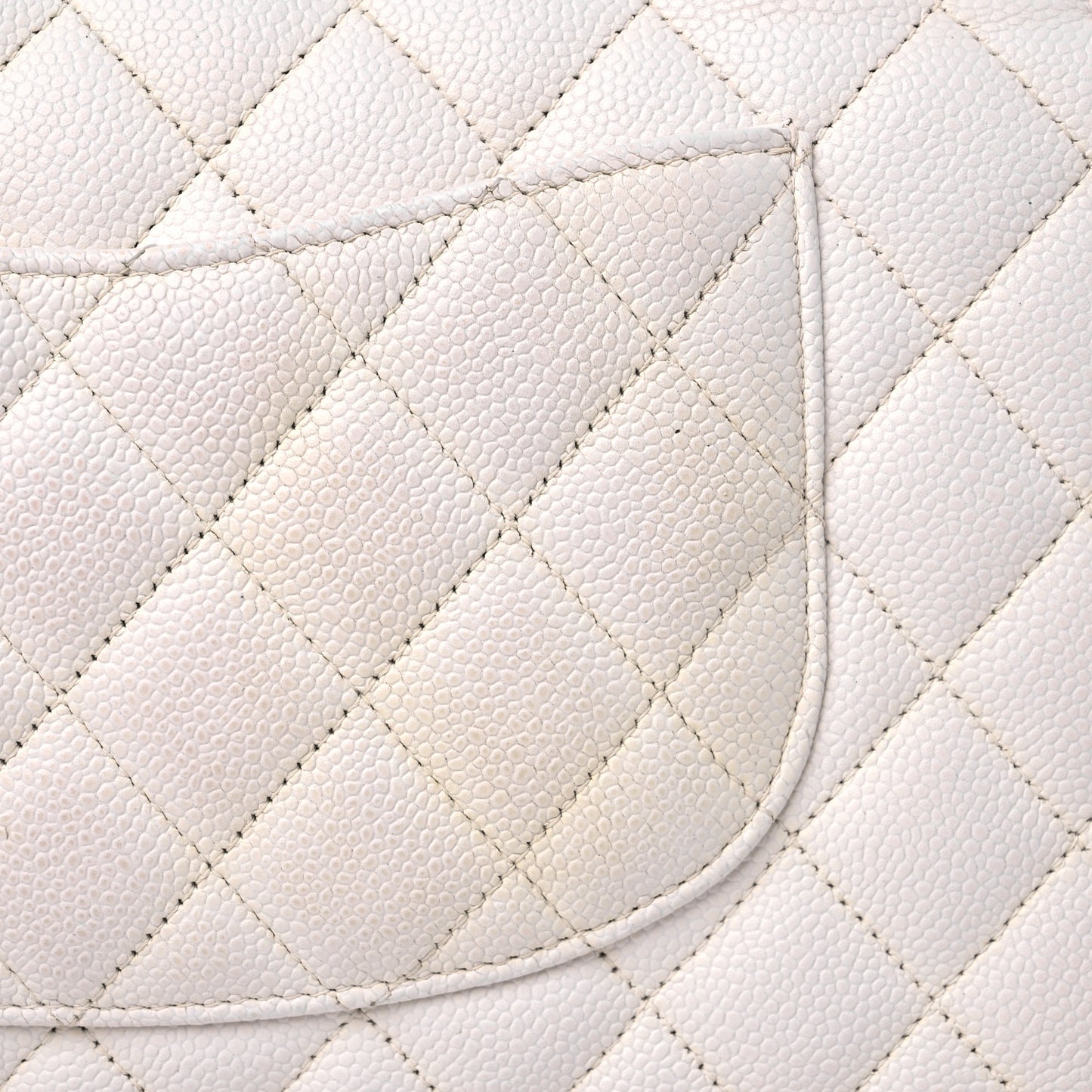 Caviar Quilted Medium Double Flap White