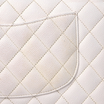 Chanel Caviar Quilted Medium Double Flap White 13 of 15