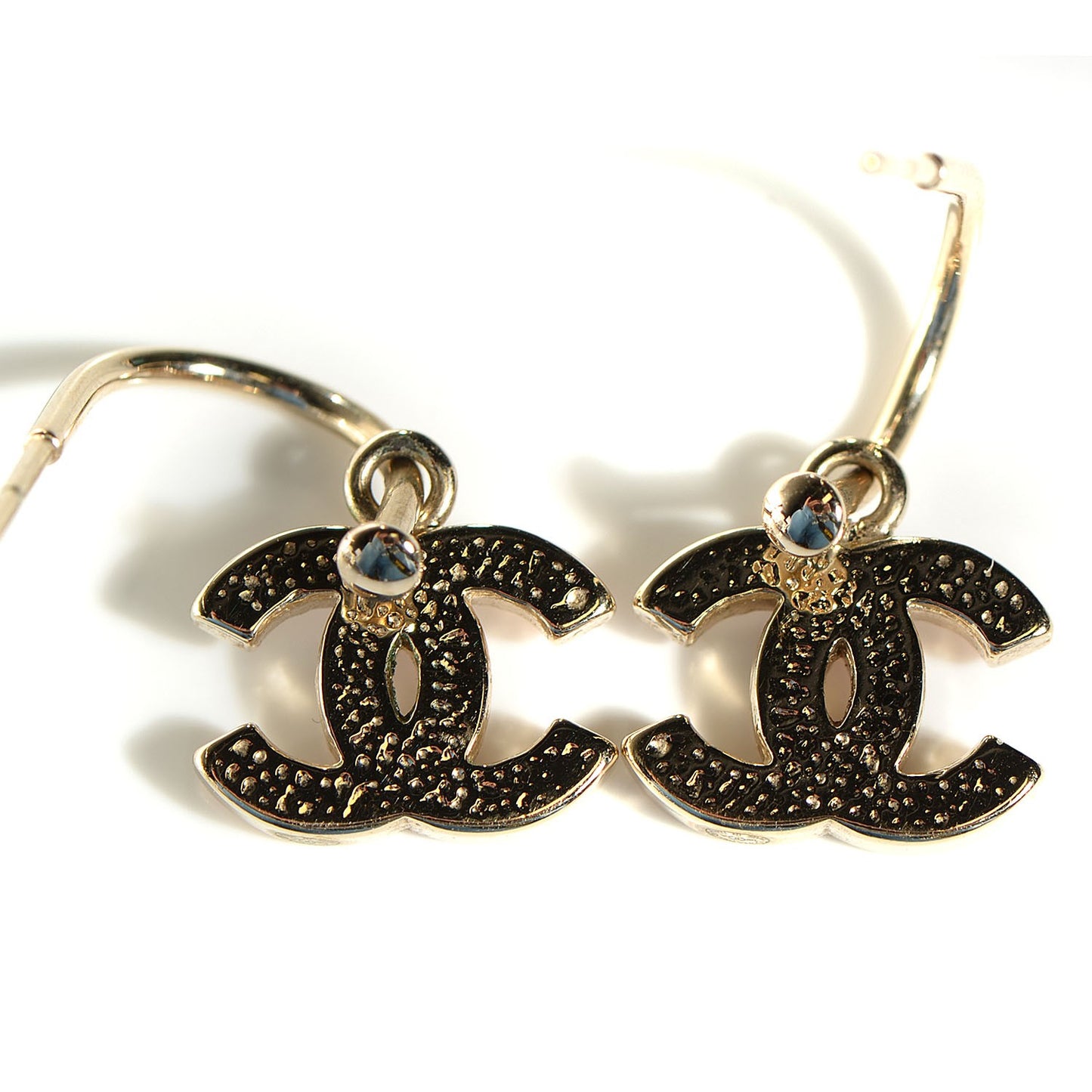 Crystal CC Dangle Earrings Pink Brown Gold
