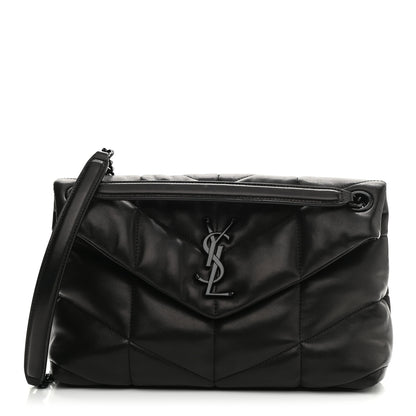Saint Laurent Lambskin Quilted Small Loulou Puffer Monogram Chain Satchel Black 1 of 9