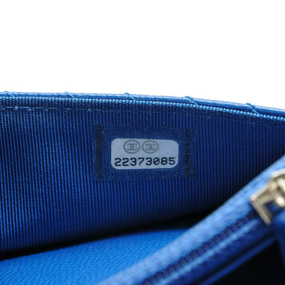 Chanel Caviar Chevron Quilted Wallet On Chain WOC Blue 8 of 8