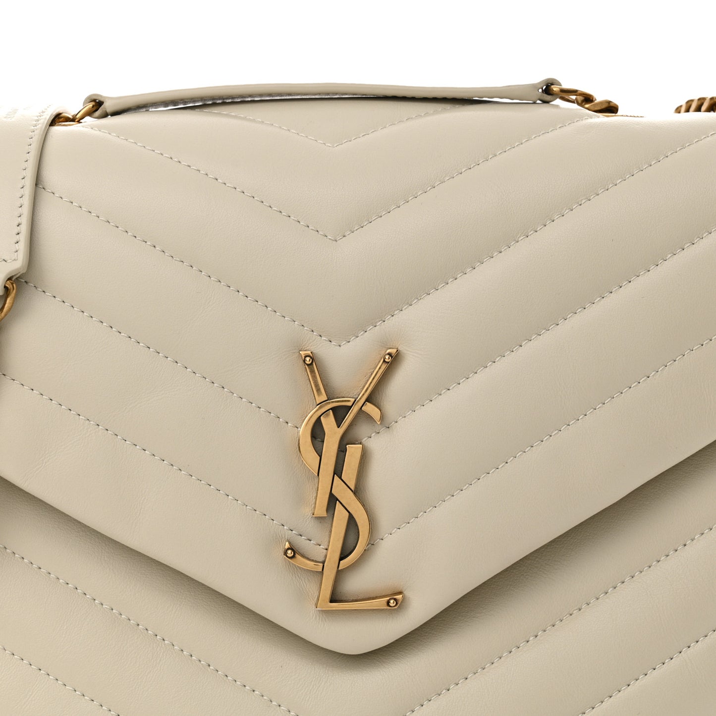 Calfskin Y Quilted Monogram Medium Loulou Chain Satchel Crema Soft
