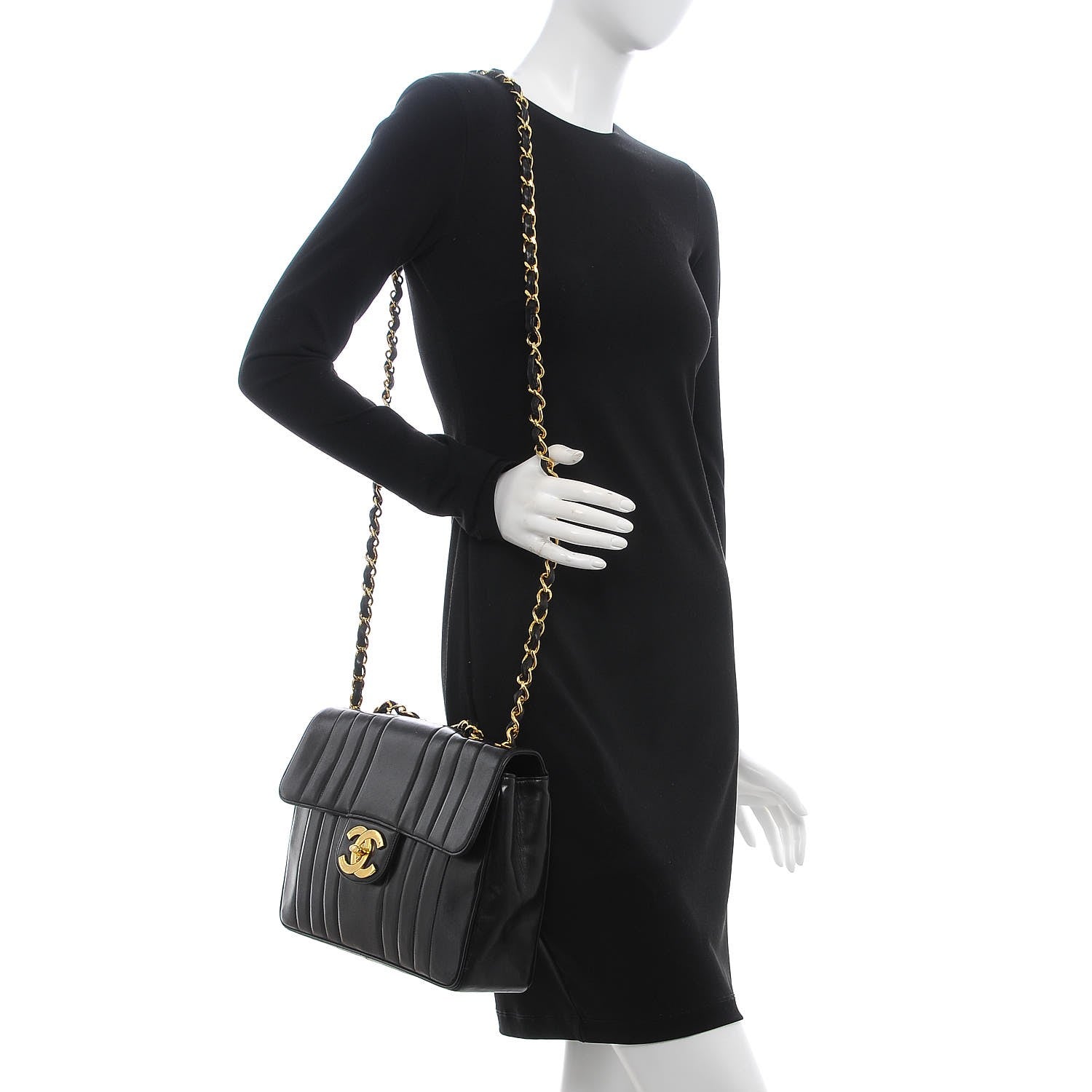 Chanel Lambskin Vertical Quilt Jumbo Single Flap Black 3 of 16