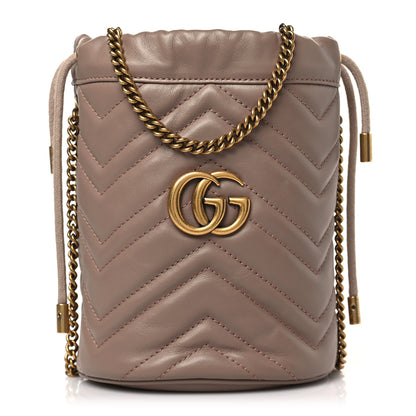 Gucci Calfskin Matelasse Mini GG Marmont 2.0 Bucket Bag Porcelain Rose 1 of 10