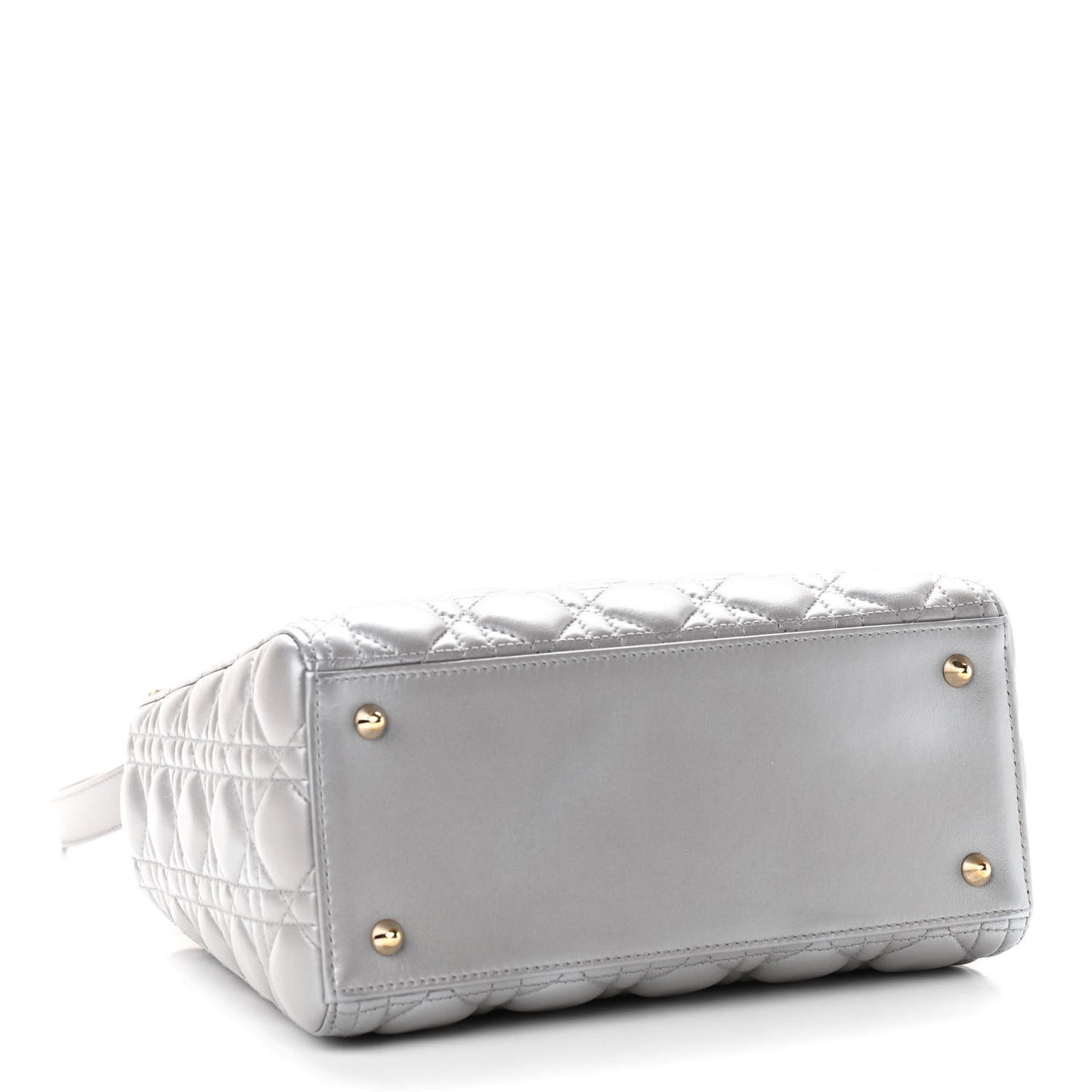 Pearly Lambskin Cannage Medium Lady Dior Grey
