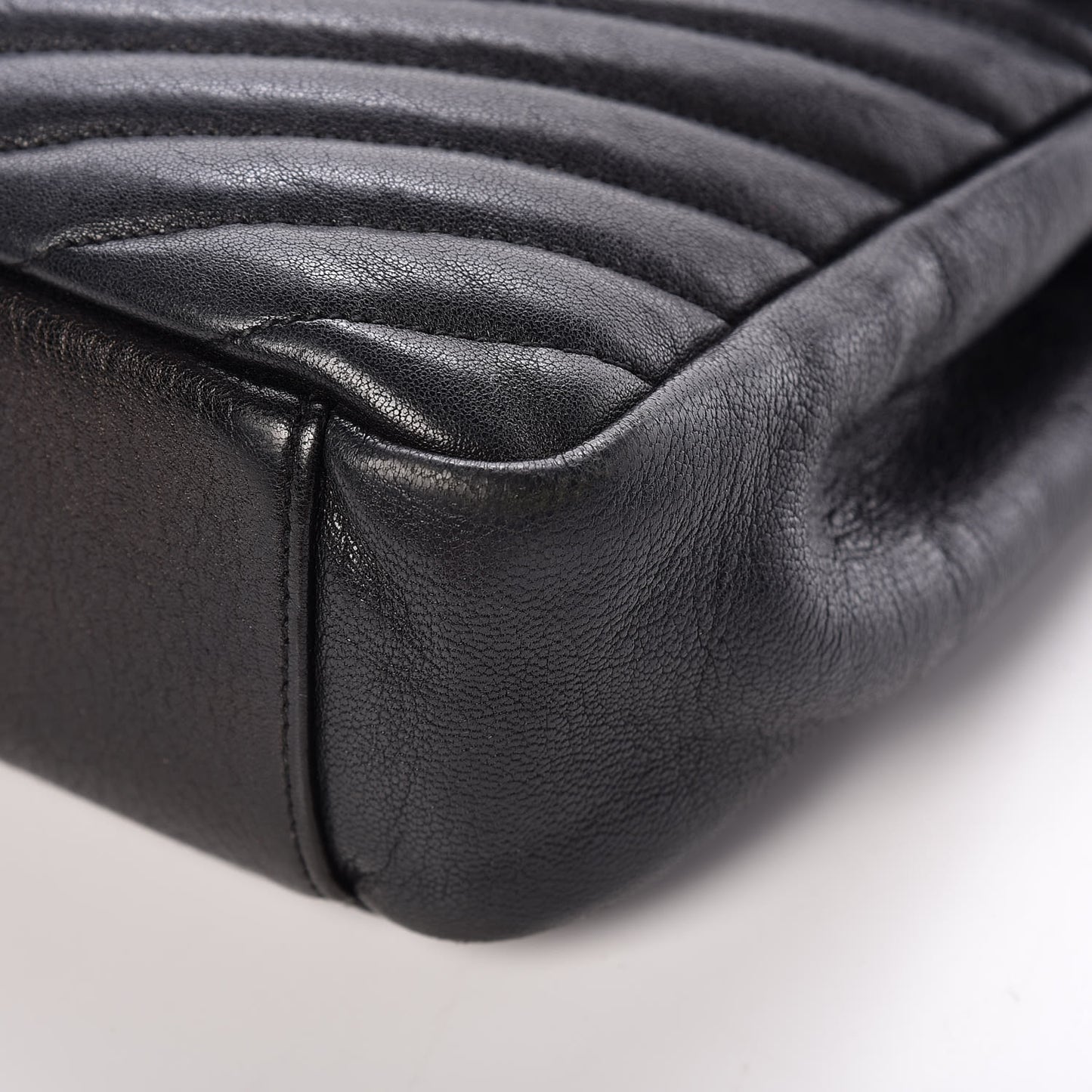 Sheepskin Matelasse Chevron Monogram Large College Satchel Black