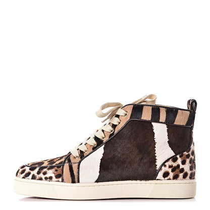Christian Louboutin Calf Hair Animal Print Womens Rantus Orlato Flat Sneakers 37.5 Multicolor 1 of 9