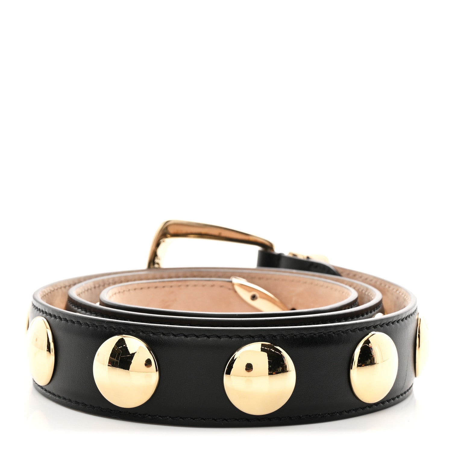 Khaite Calfskin Studded Benny Belt 90 Black Gold 2 of 6