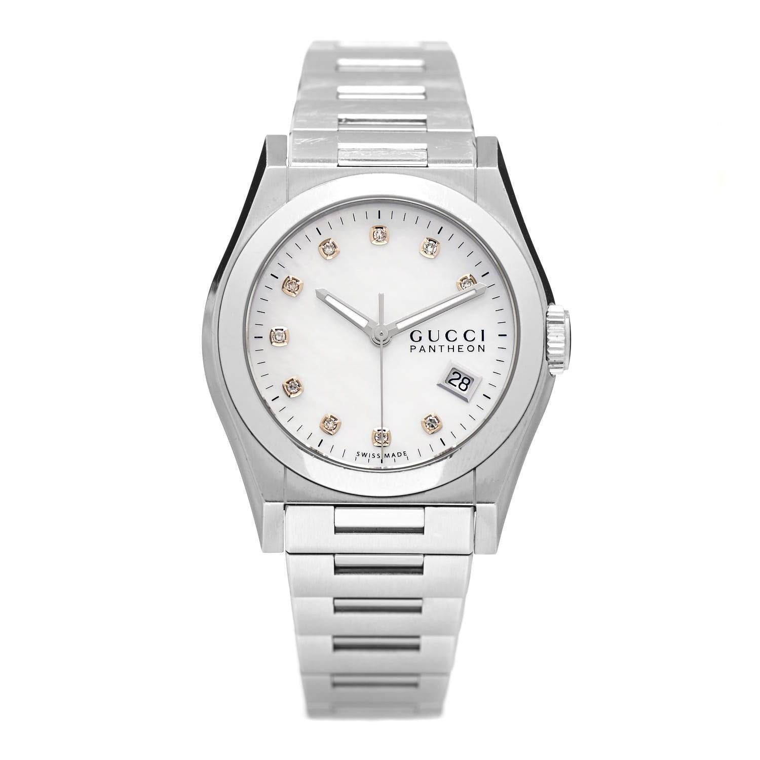 Gucci Stainless Steel Diamond Mother of Pearl 36mm Pantheon Quartz Watch 1 of 5
