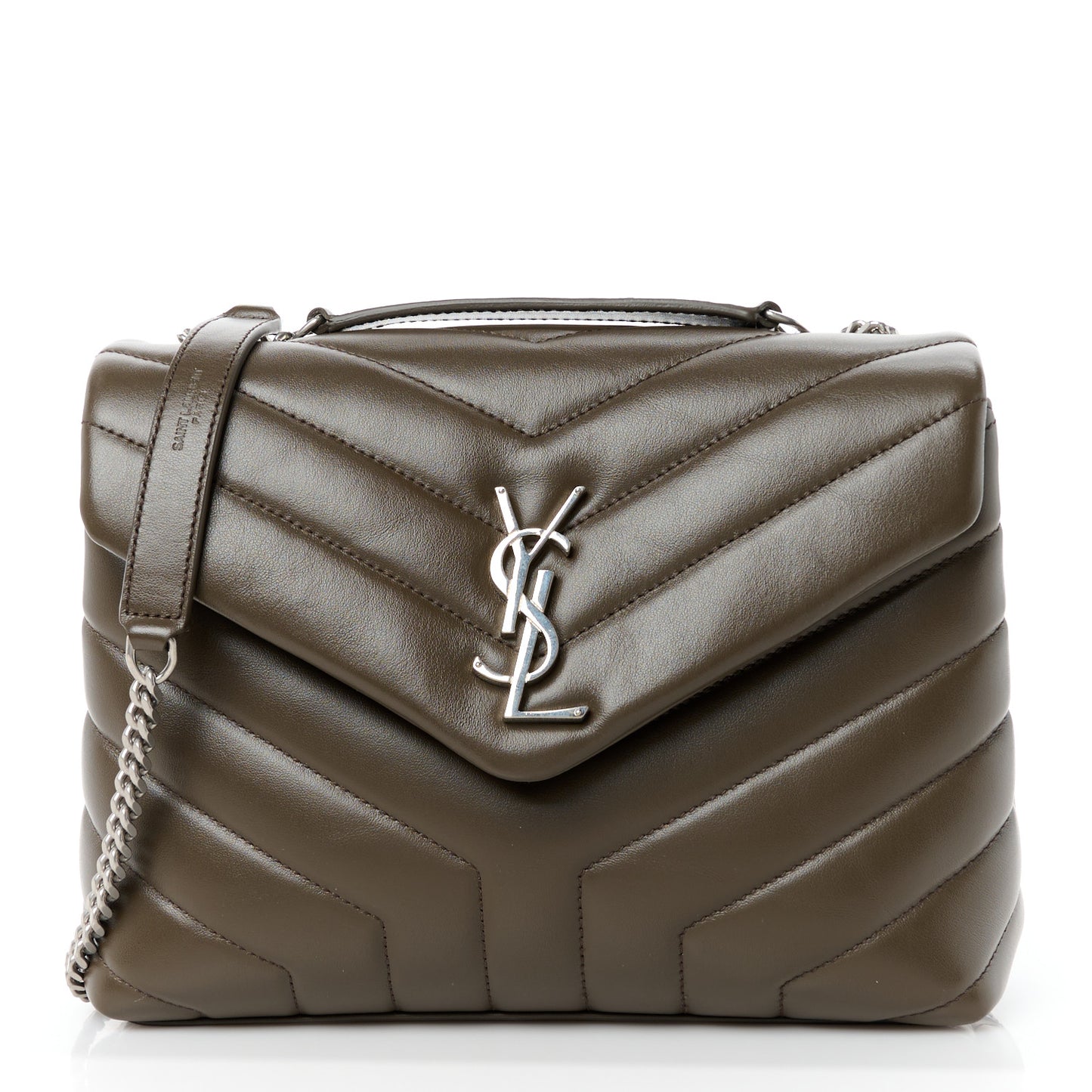 Calfskin Y Quilted Monogram Small Loulou Chain Satchel Military Olive