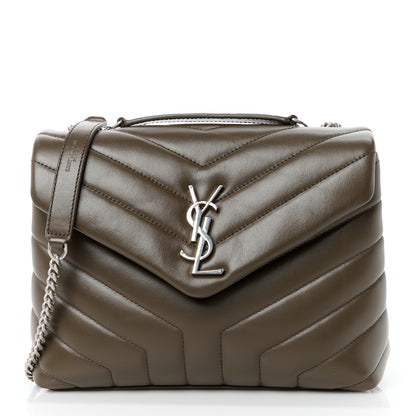 Saint Laurent Calfskin Y Quilted Monogram Small Loulou Chain Satchel Military Olive 1 of 11