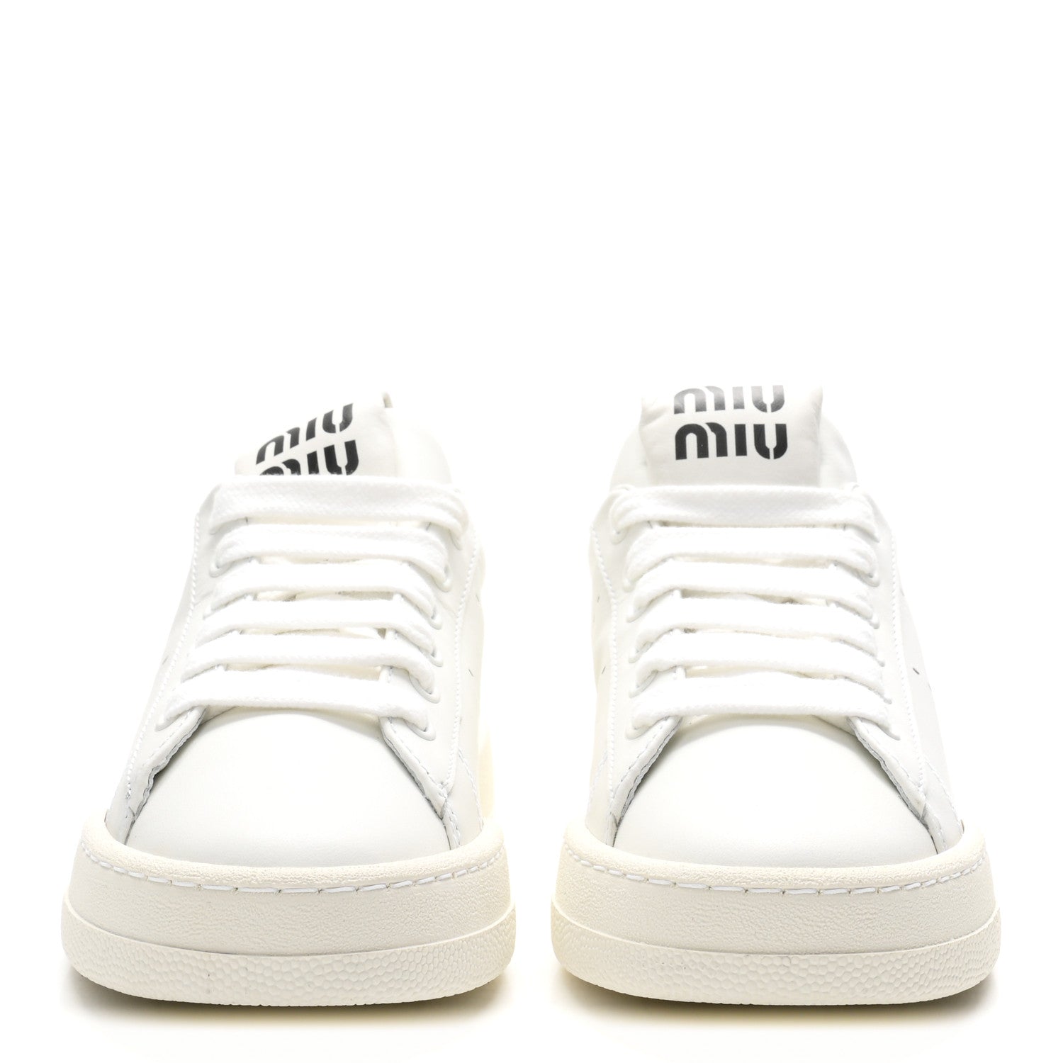 Miu Miu Calfskin Womens Low Top Sneakers 6.5 White 3 of 9