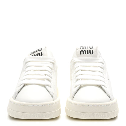 Miu Miu Calfskin Womens Low Top Sneakers 6.5 White 3 of 9