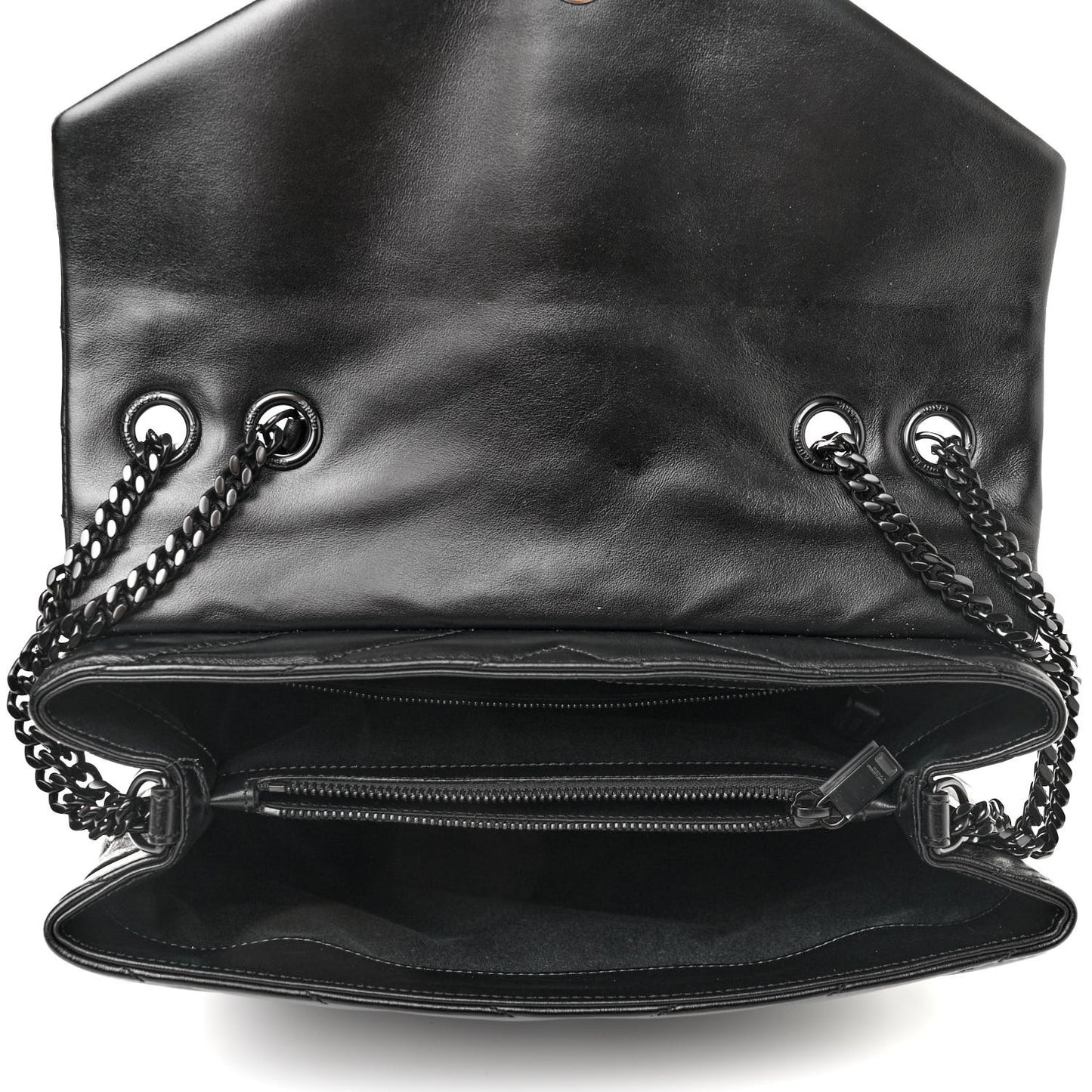Calfskin Y Quilted Monogram Medium Loulou Chain Satchel Black