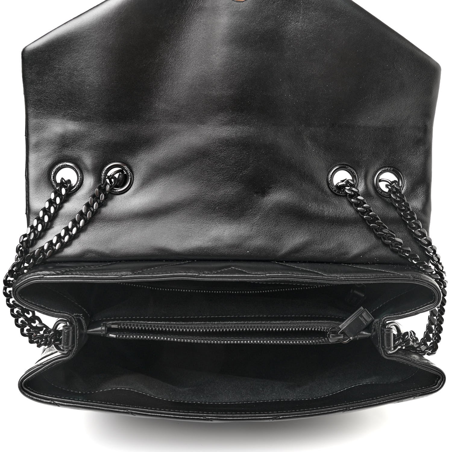 Saint Laurent Calfskin Y Quilted Monogram Medium Loulou Chain Satchel Black 5 of 9