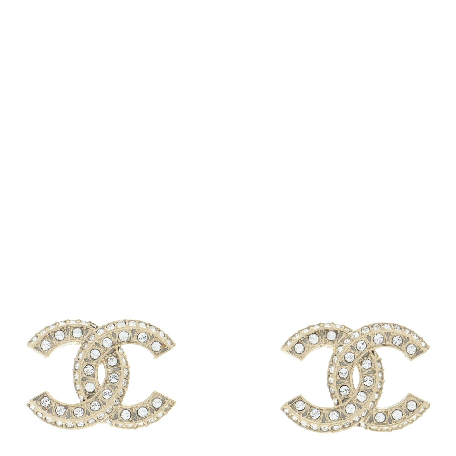 Chanel Crystal Timeless CC Earrings Light Gold 1 of 5