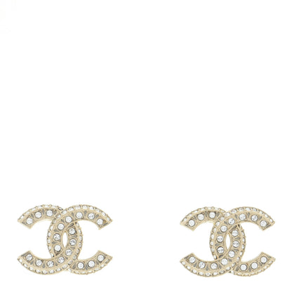 Chanel Crystal Timeless CC Earrings Light Gold 1 of 5