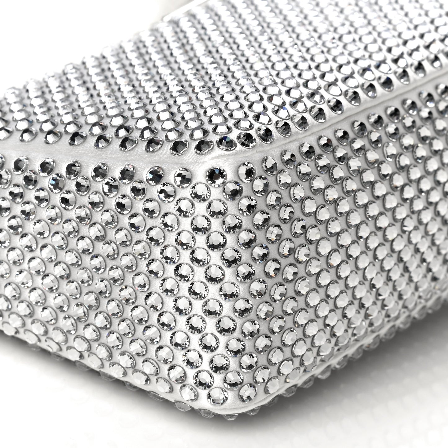 Satin Crystal Mini Re-Edition 2000 Bag White