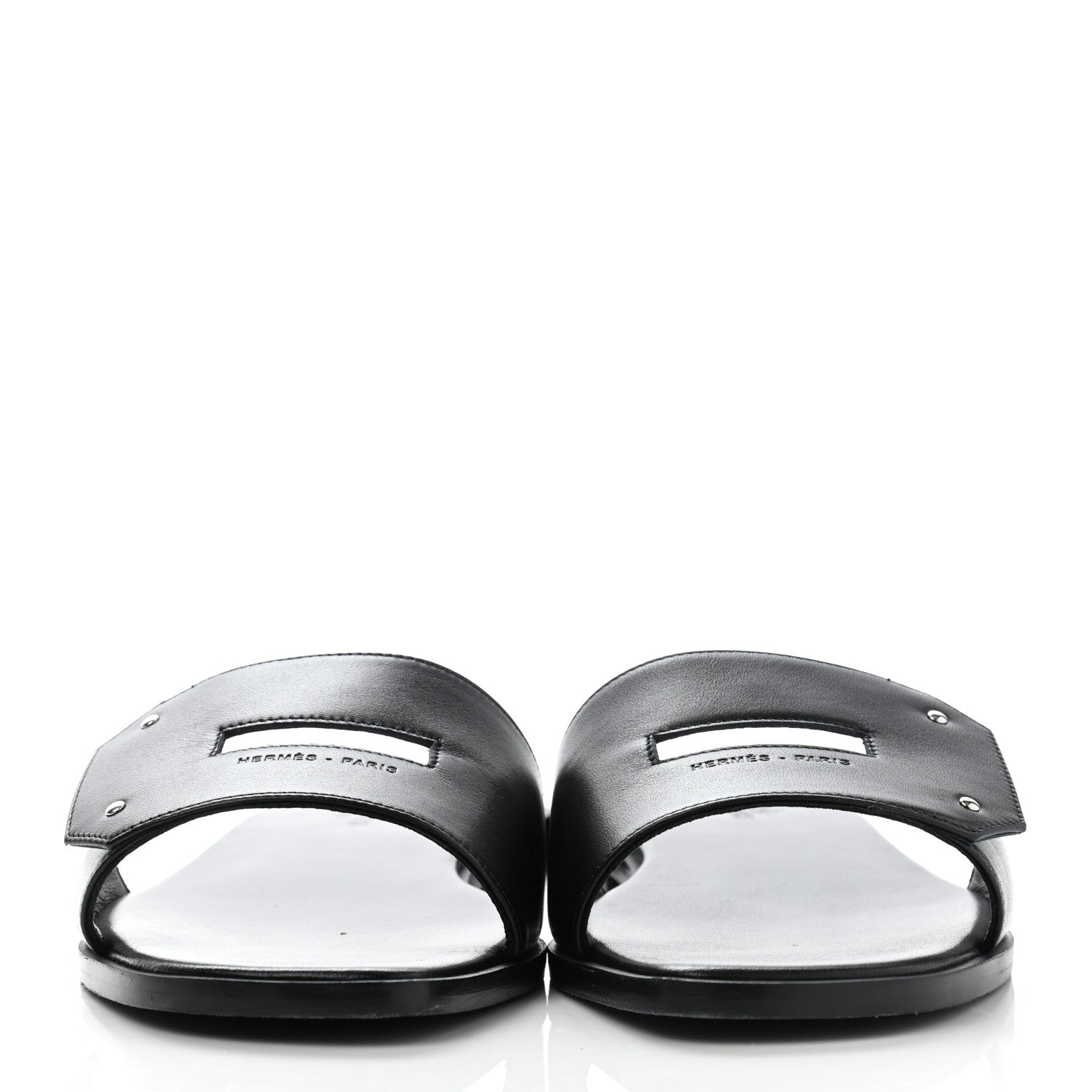 Hermes Calfskin View Sandals 37.5 Black 2 of 9