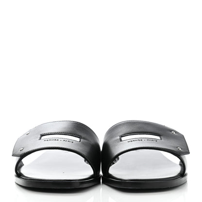 Hermes Calfskin View Sandals 37.5 Black 2 of 9