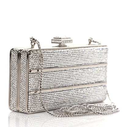 Judith Leiber Swarovski Crystal Minaudiere Clutch Silver 2 of 8
