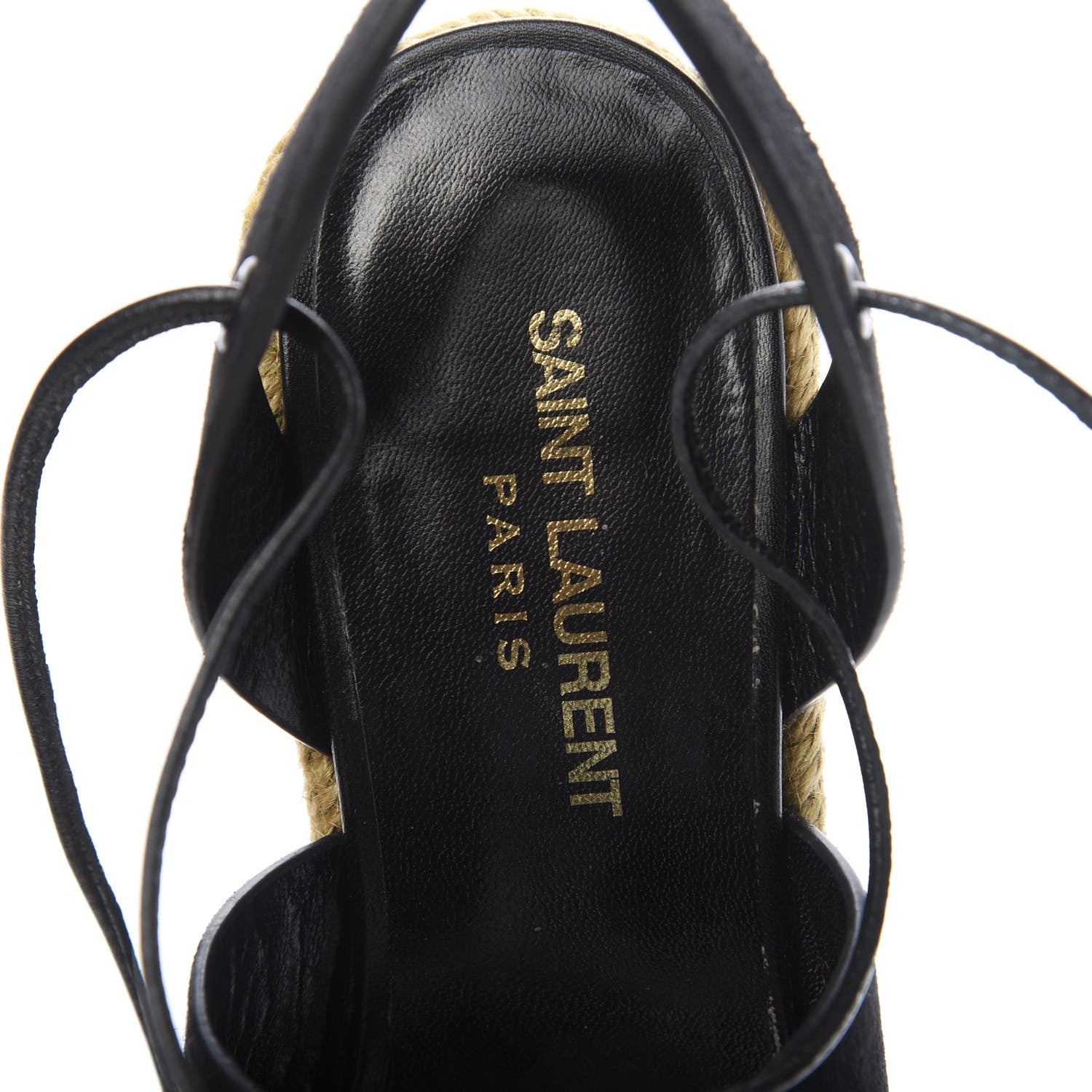 Saint Laurent Suede Espadrille Lace-Up Wedges 37 Black 6 of 8