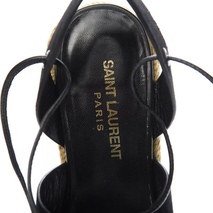 Saint Laurent Suede Espadrille Lace-Up Wedges 37 Black 6 of 8